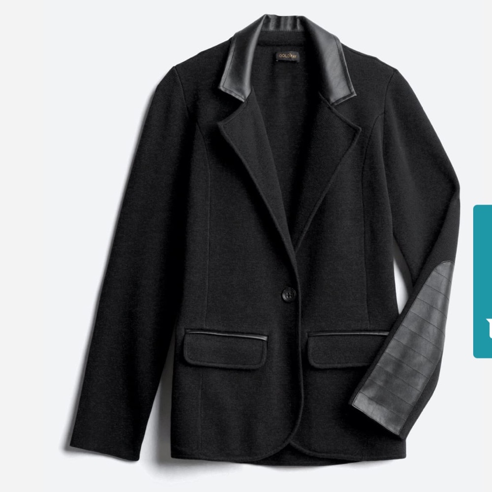 NWT Faux Leather Detail Knit Blazer